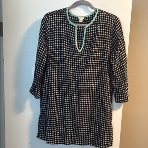 J. Crew Black and White Boxy Tunic or Bathing Suit Coverup Size Large